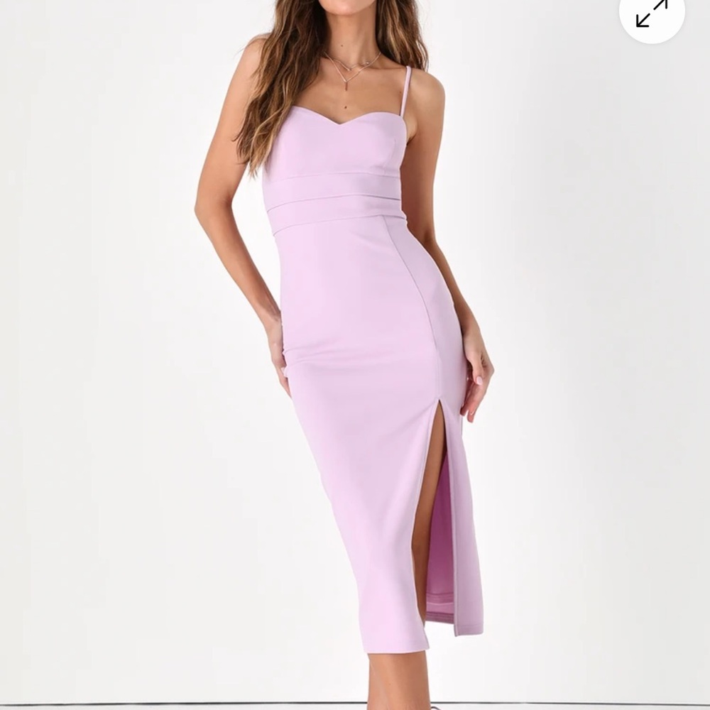 Lulu's Lavender Midi Dress with Spaghetti Straps